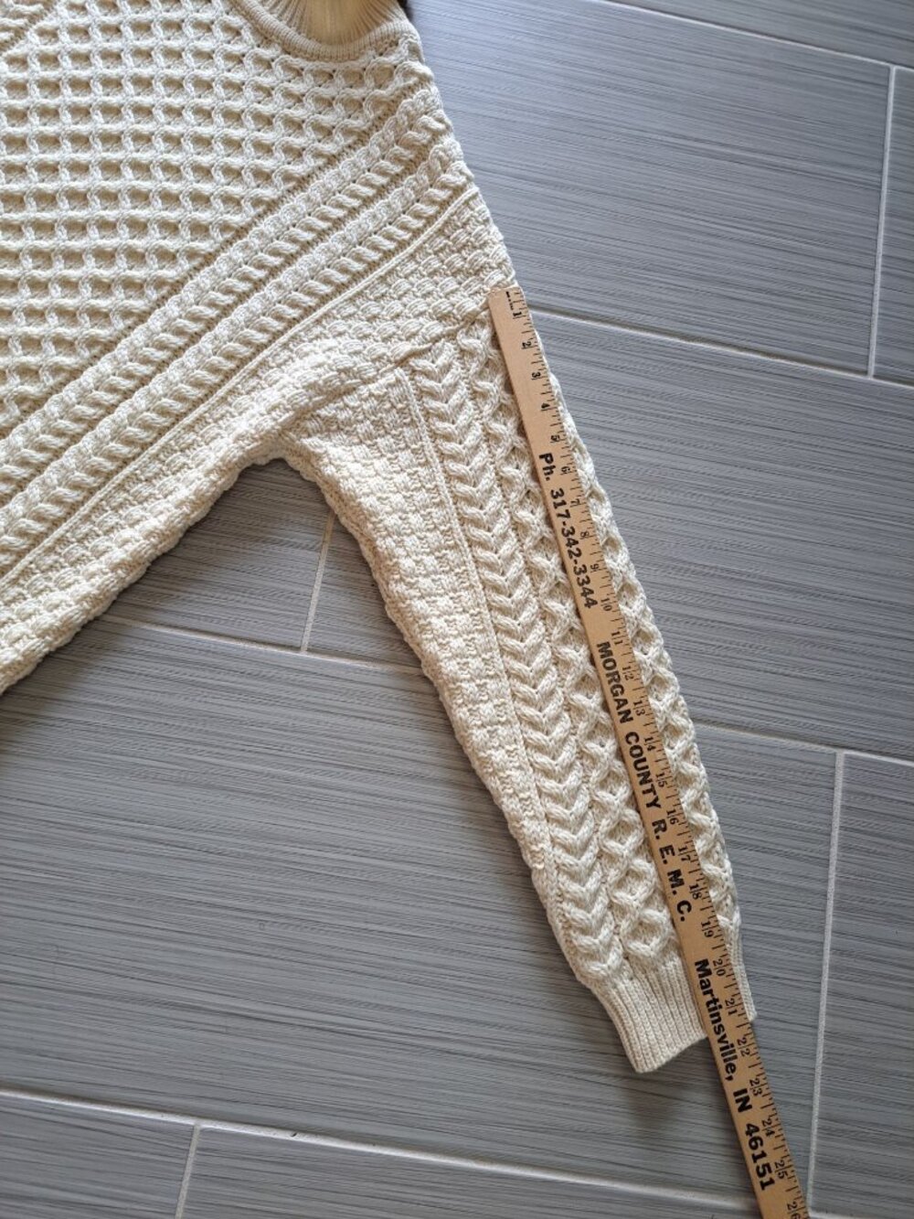 Aran Sweater Market XL Ireland Cream Cable Knit Turtleneck Sweater Merino Wool - Picture 11 of 11